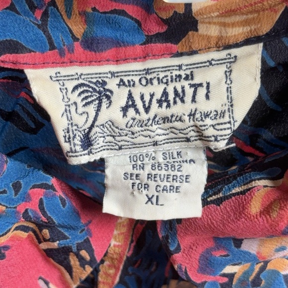 Vintage Avanti Hawaiian Shirt Men's XL 100% Silk Floral Abstract Loop Collar Art - Picture 5 of 11